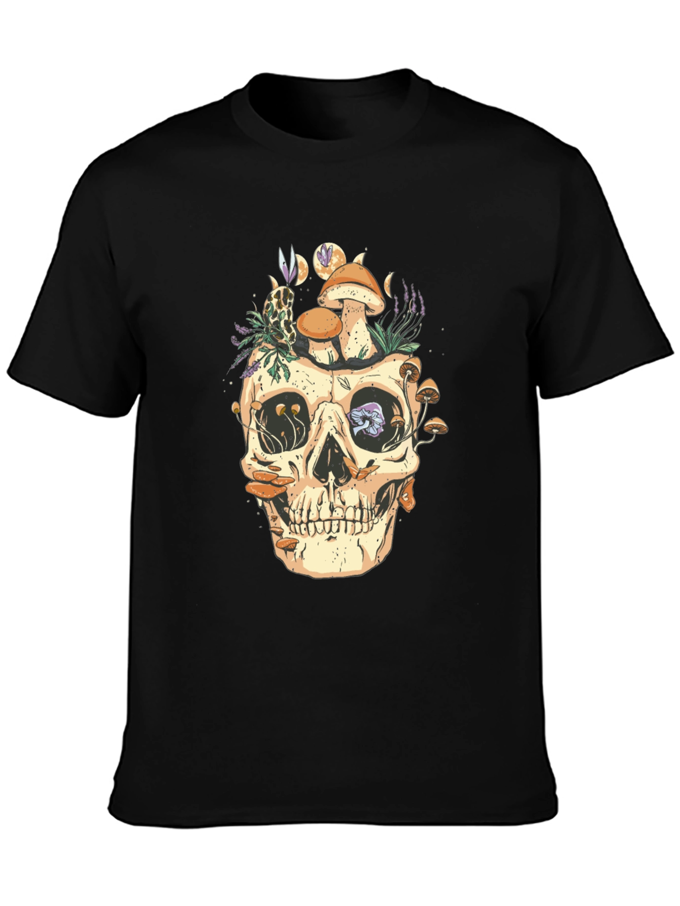Skull & Mushroom Graphic Tee - Dark Style