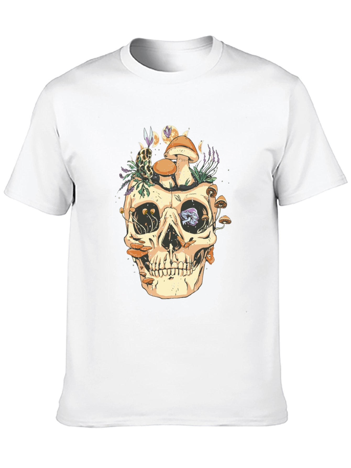 Skull & Mushroom Graphic Tee - Dark Style