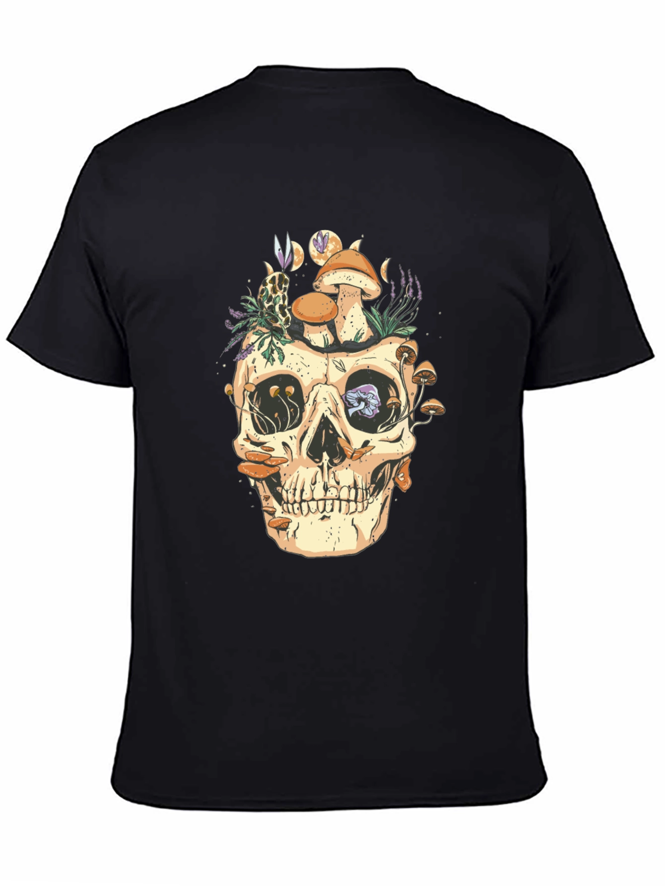 Skull & Mushroom Graphic Tee - Dark Style