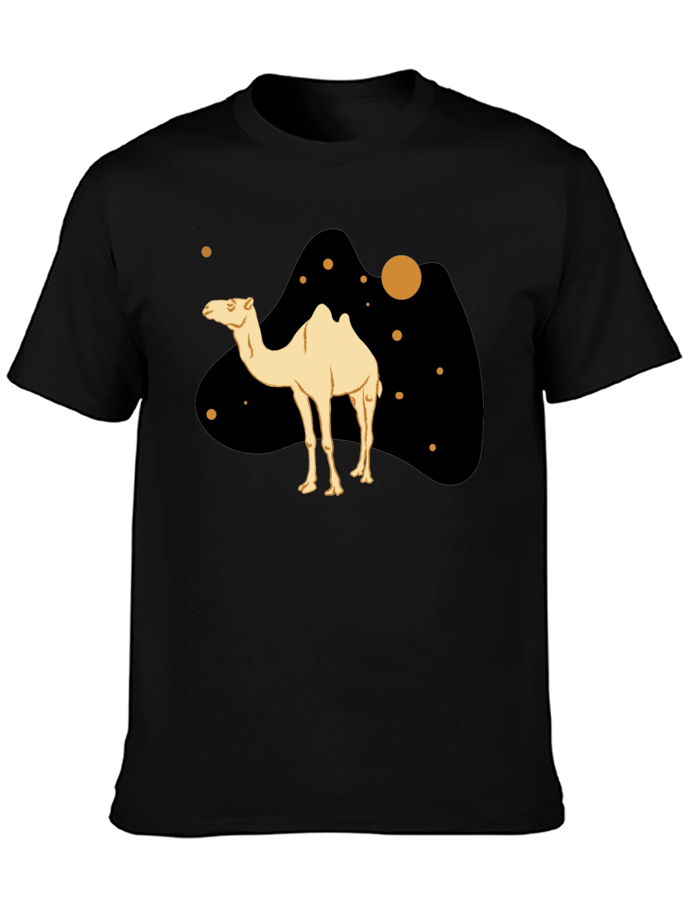 Camel Graphic Print Black T-Shirt