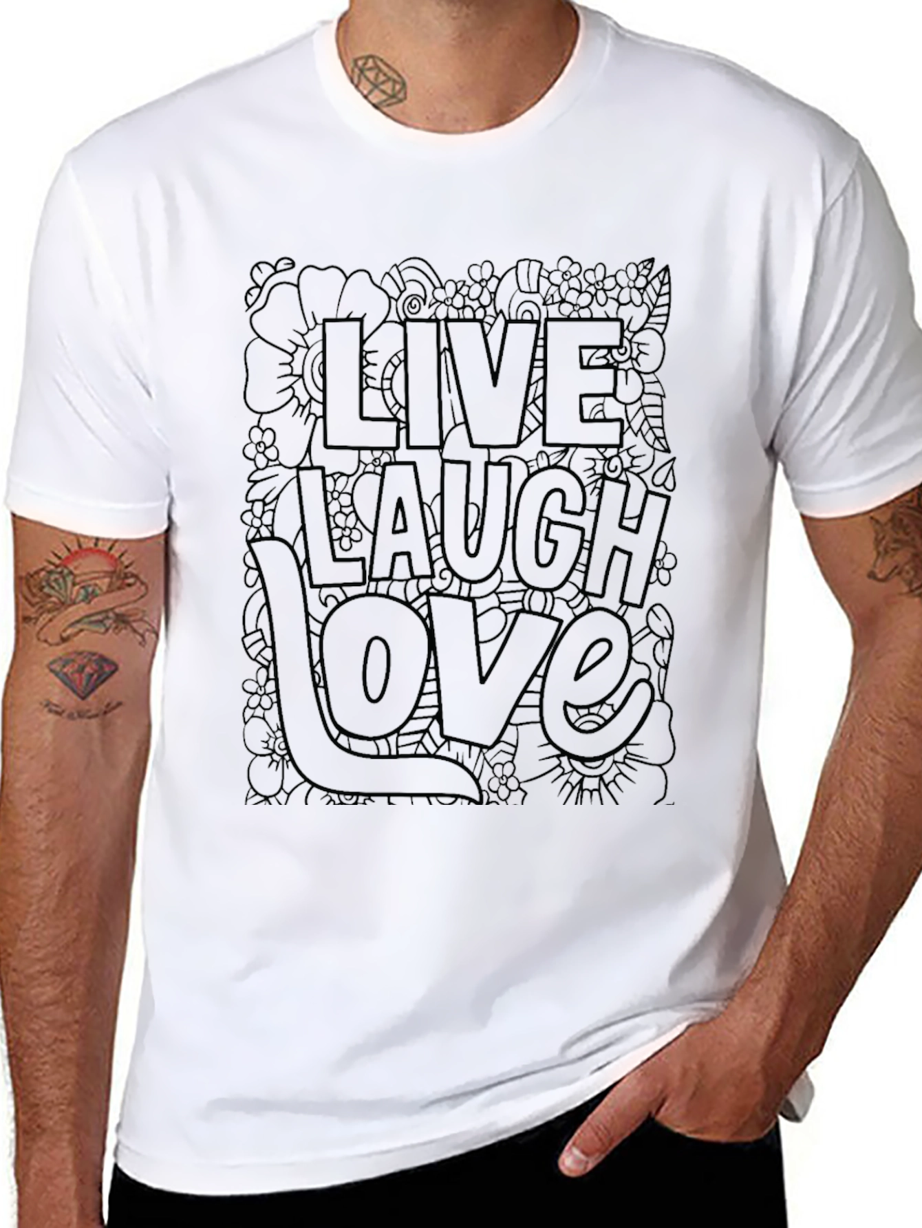 Live Laugh Love Graphic Black T-Shirt