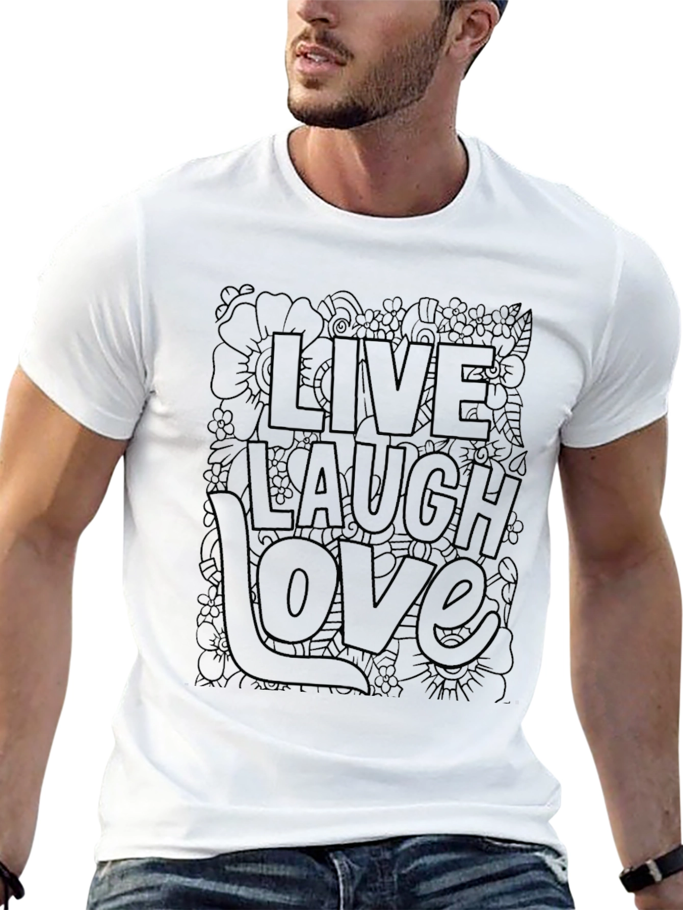 Live Laugh Love Graphic Black T-Shirt