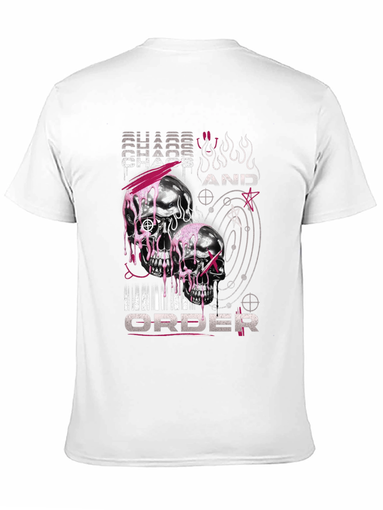 Chaos and Order Graphic T-Shirt - Skull Design