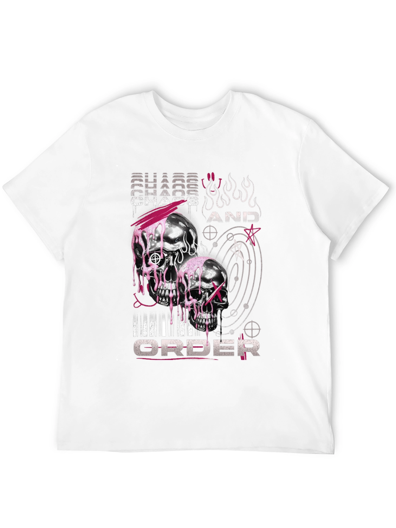 Chaos and Order Graphic T-Shirt - Skull Design
