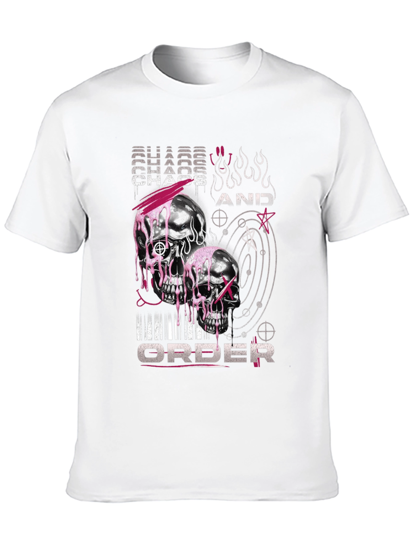 Chaos and Order Graphic T-Shirt - Skull Design