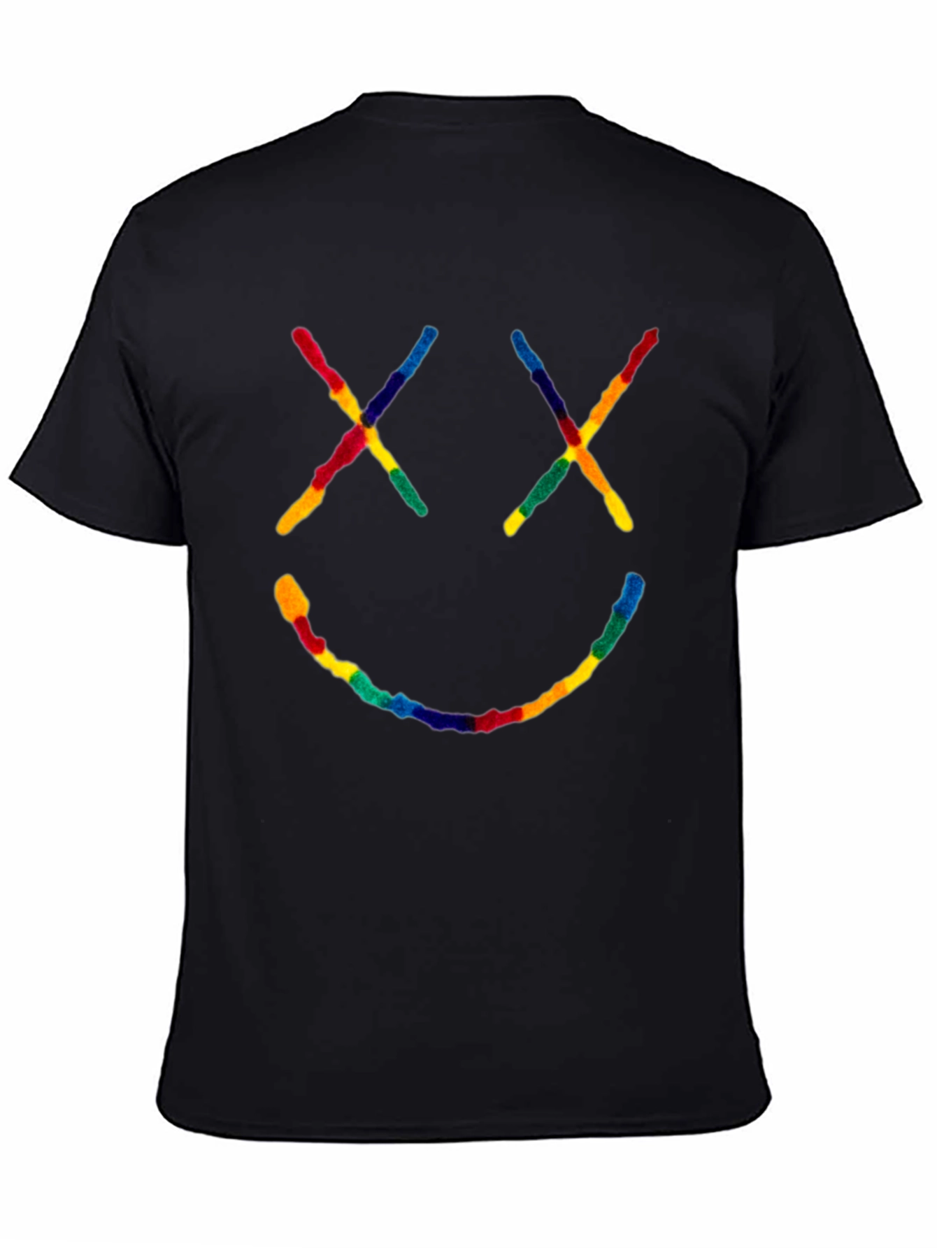 Rainbow Smiley Face Black T-Shirt