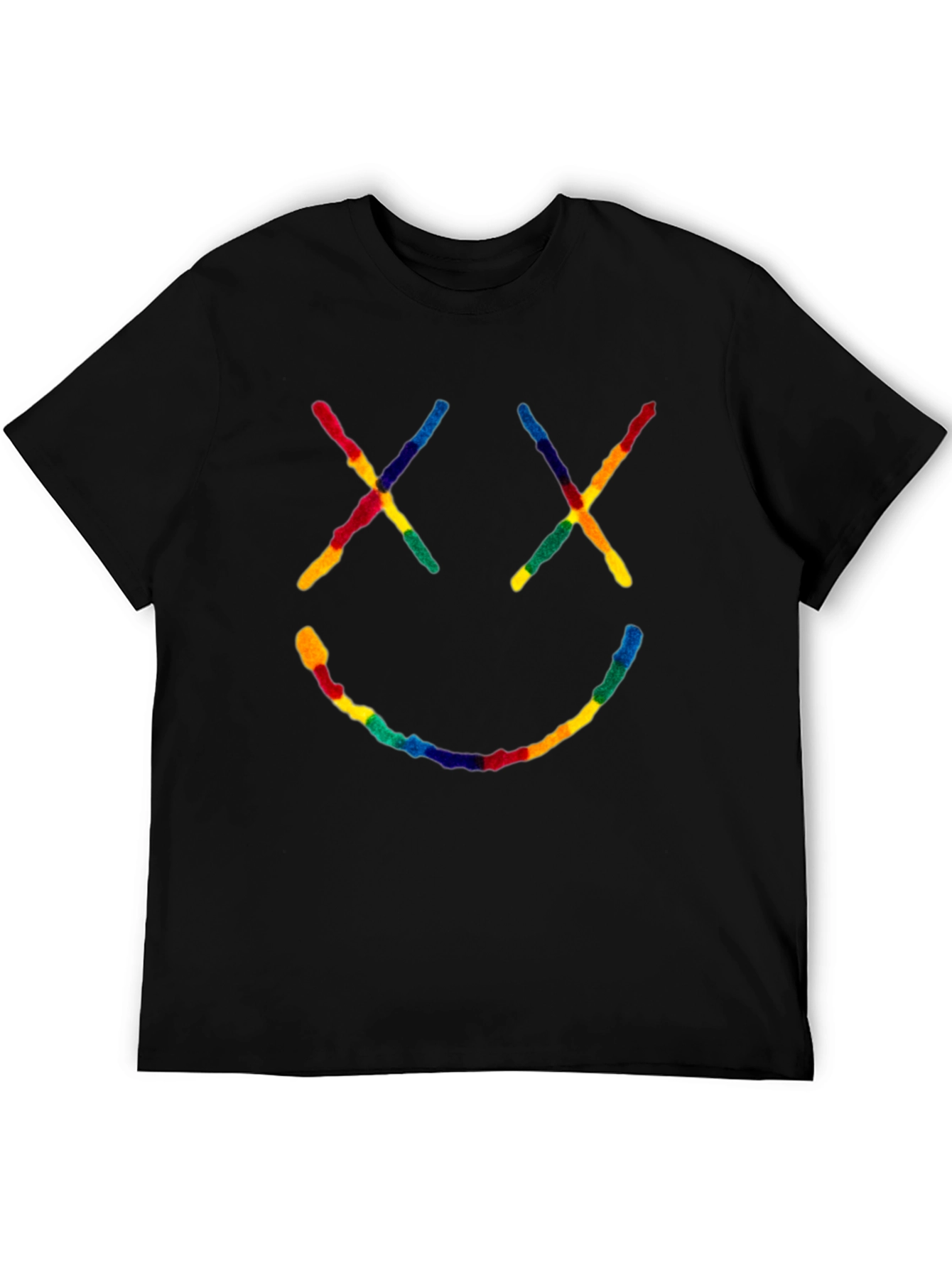 Rainbow Smiley Face Black T-Shirt