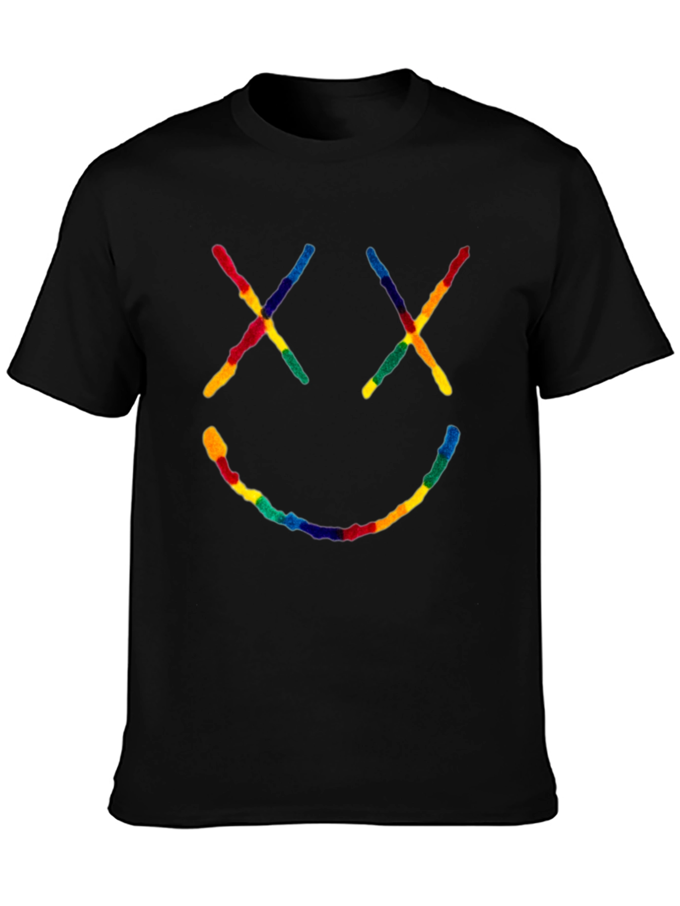 Rainbow Smiley Face Black T-Shirt