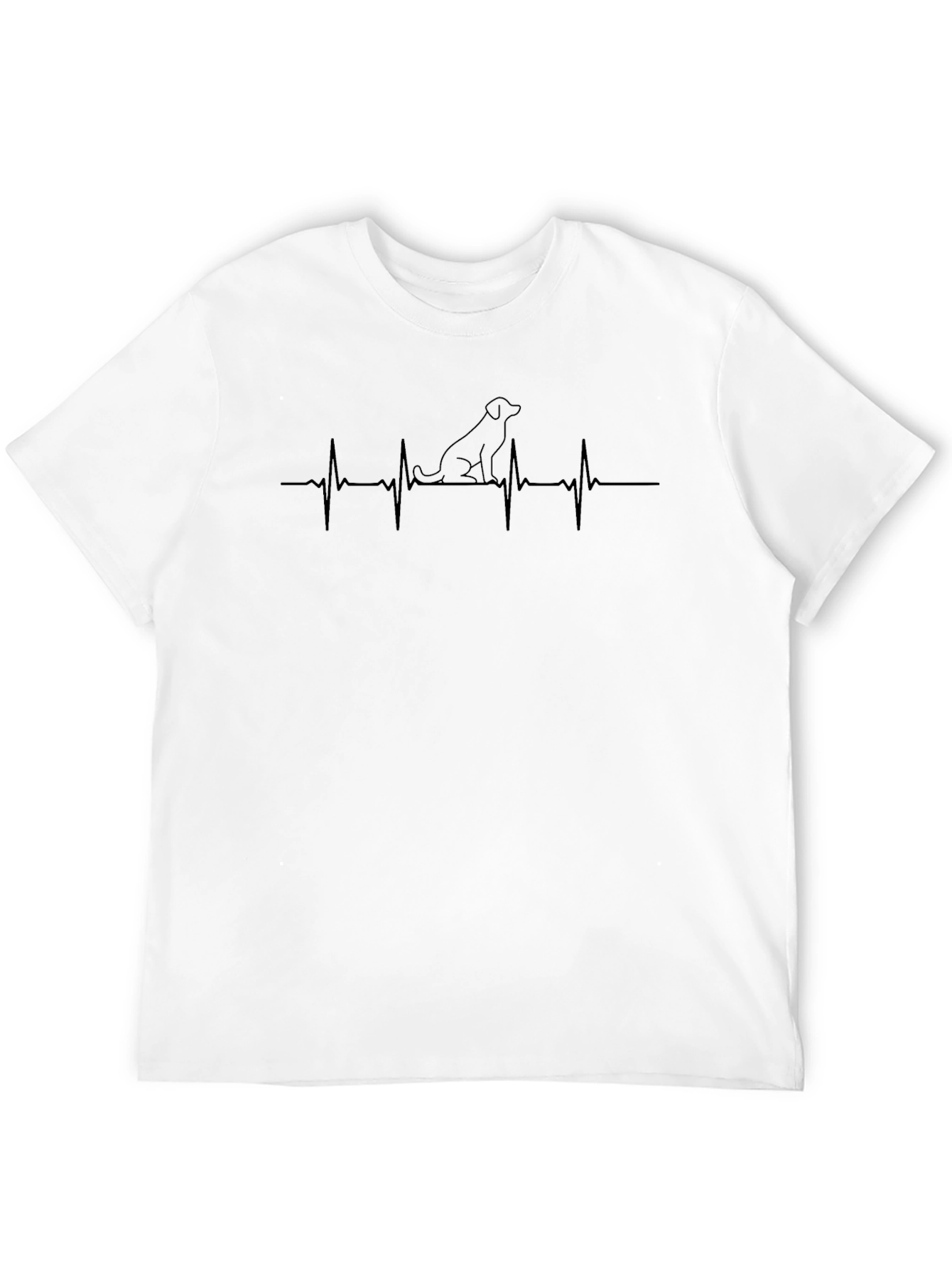 Dog Heartbeat T-Shirt - Mens Black Crew Neck Tee