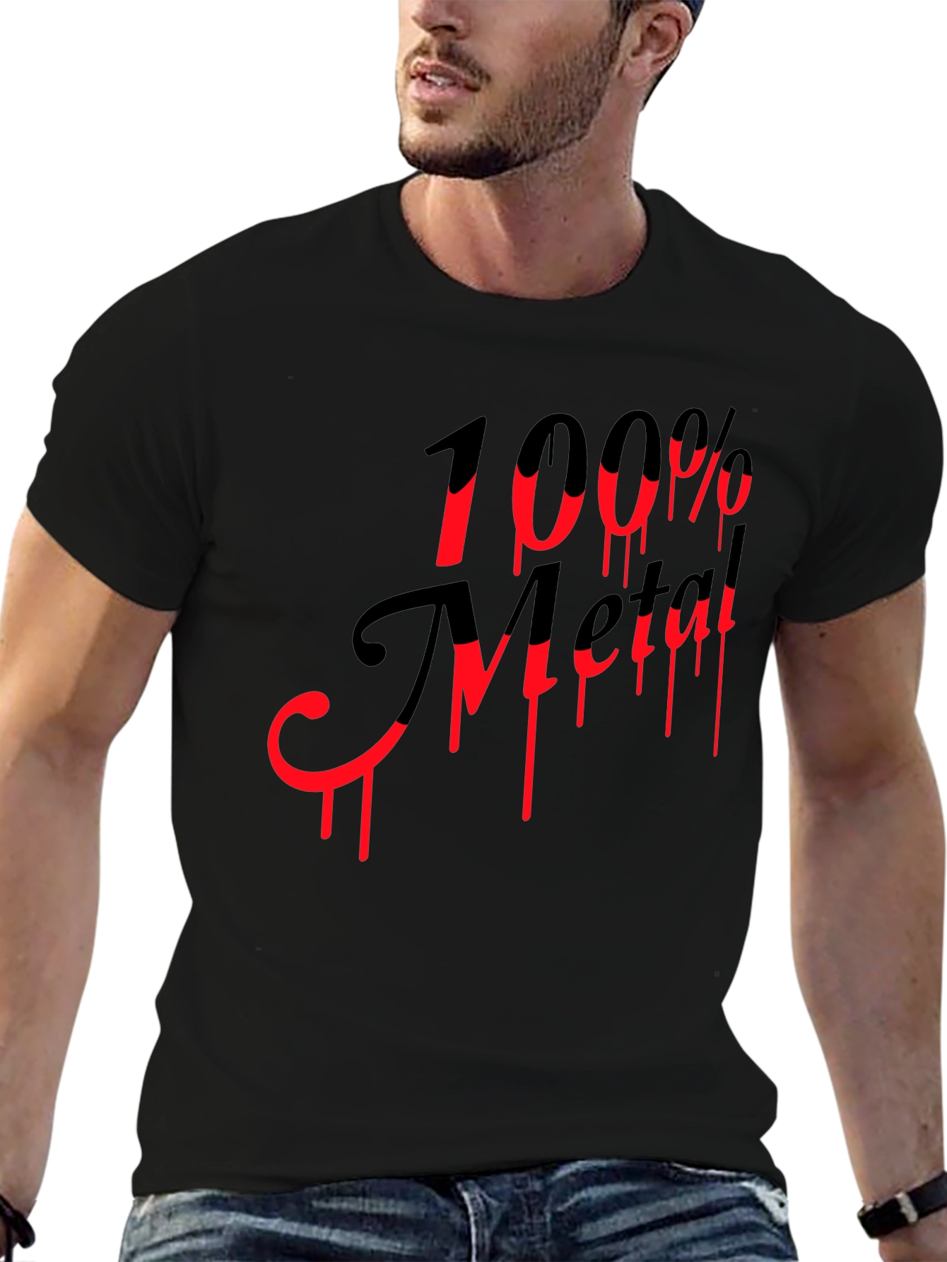 100% Metal Black Graphic T-Shirt - Rock On!