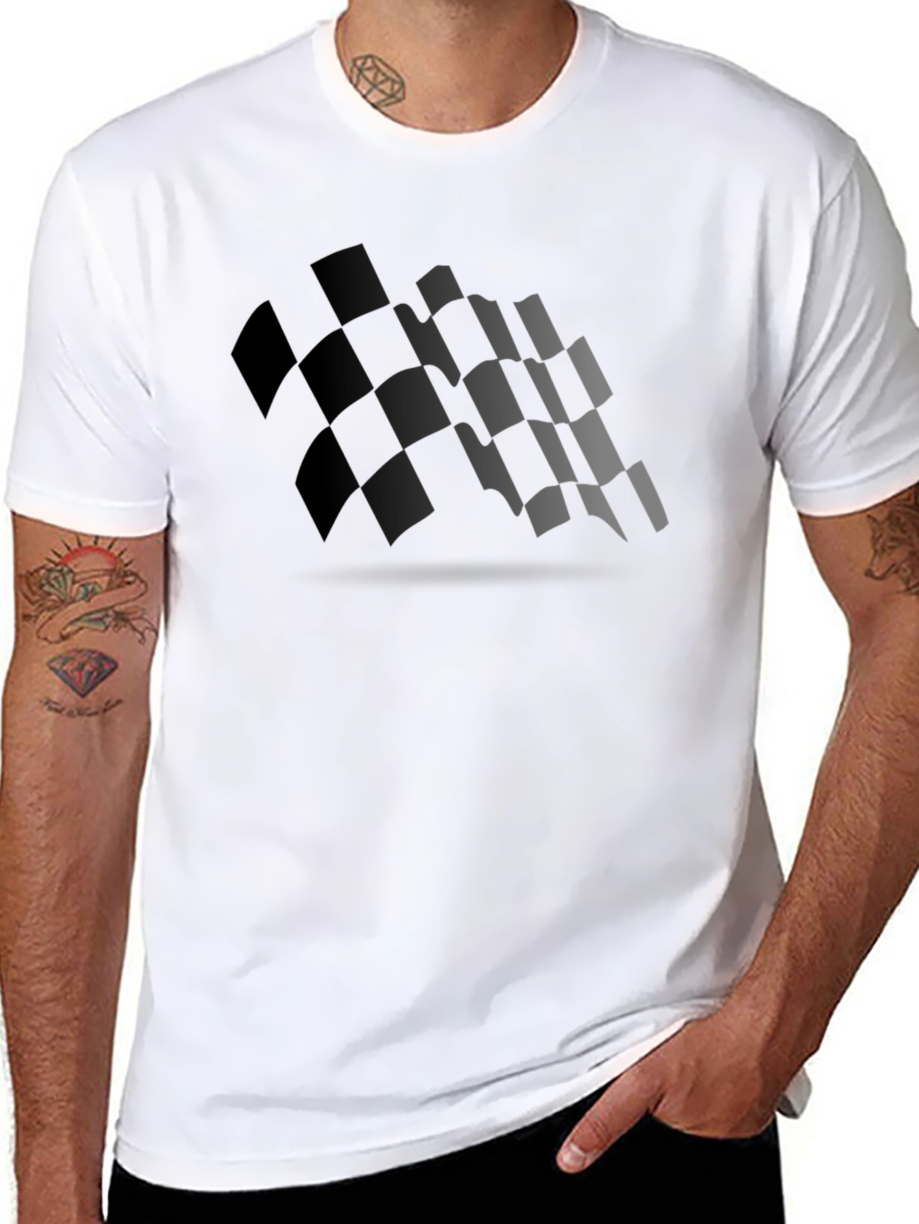 Checkered Flag Graphic Black T-Shirt