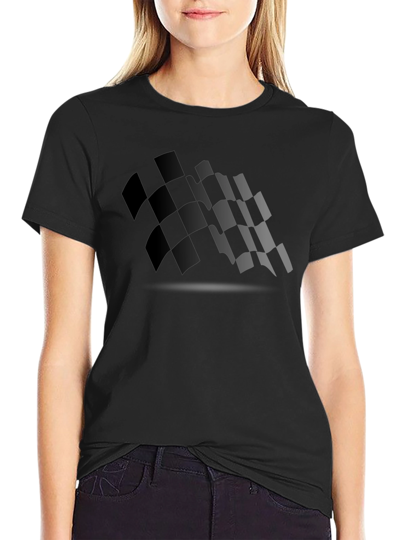Checkered Flag Graphic Black T-Shirt
