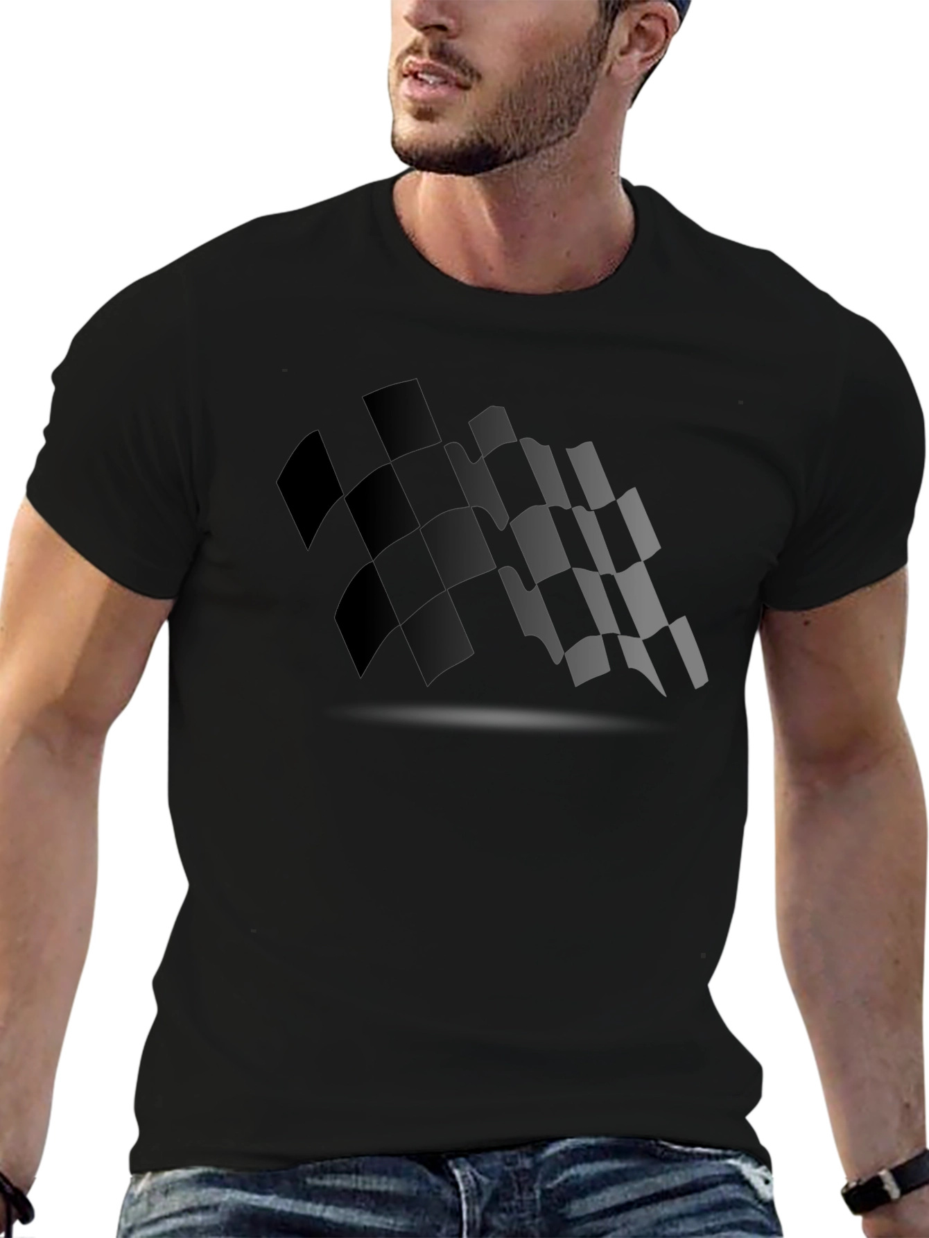 Checkered Flag Graphic Black T-Shirt
