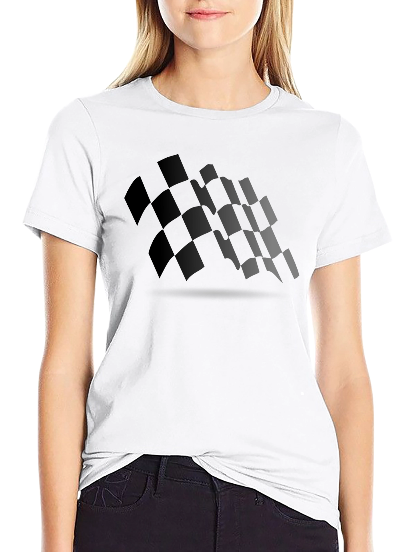 Checkered Flag Graphic Black T-Shirt