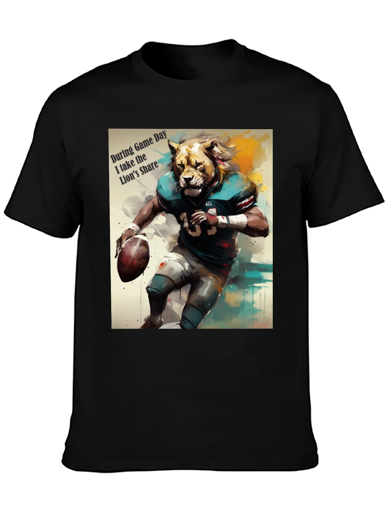 Lion Football Player Graphic T-Shirt