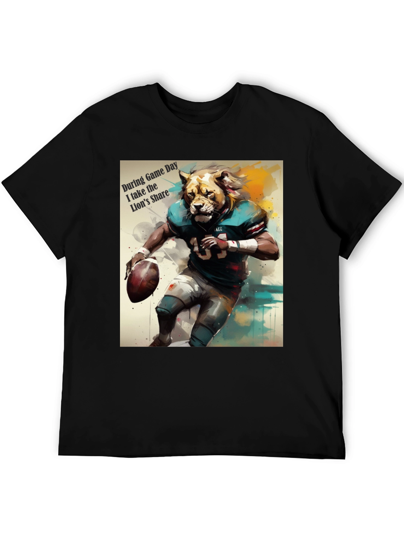 Lion Football Player Graphic T-Shirt