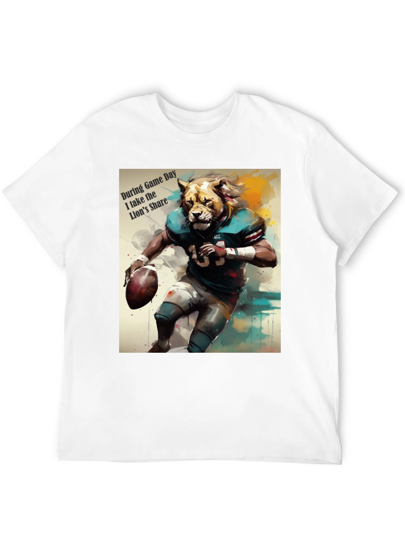 Lion Football Player Graphic T-Shirt