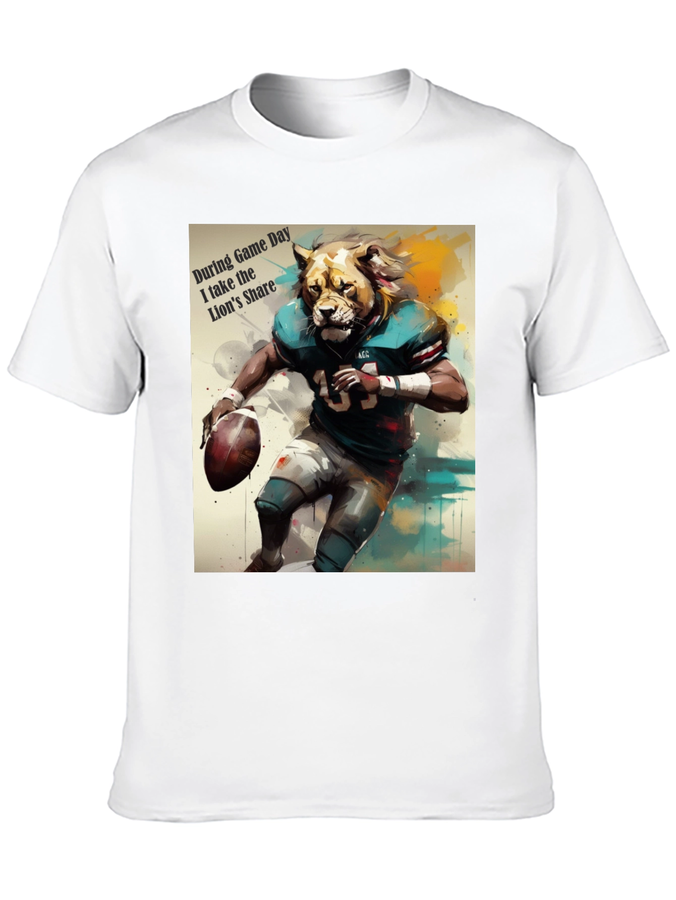 Lion Football Player Graphic T-Shirt
