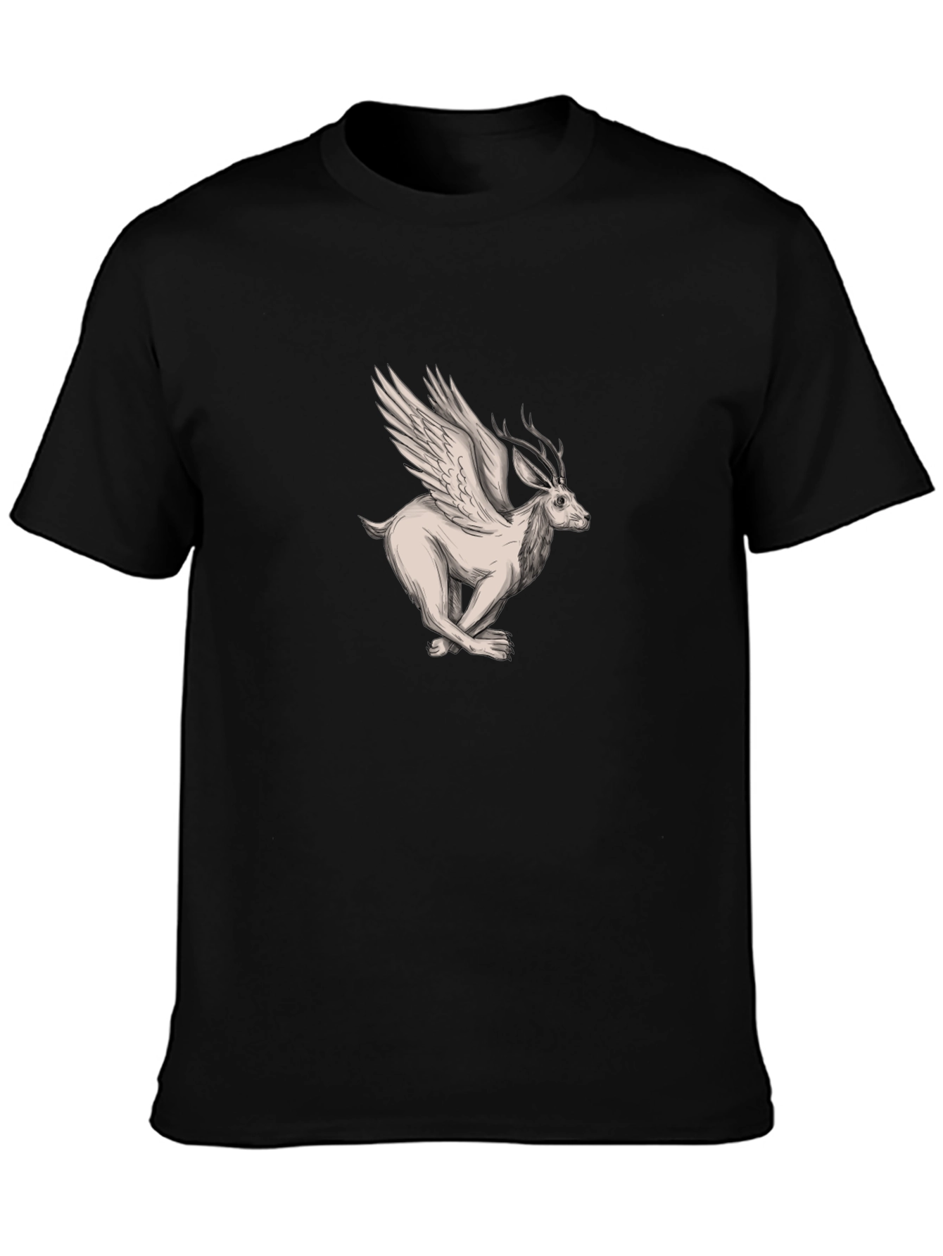 Winged Deer Graphic Tee - Mens Black T-Shirt