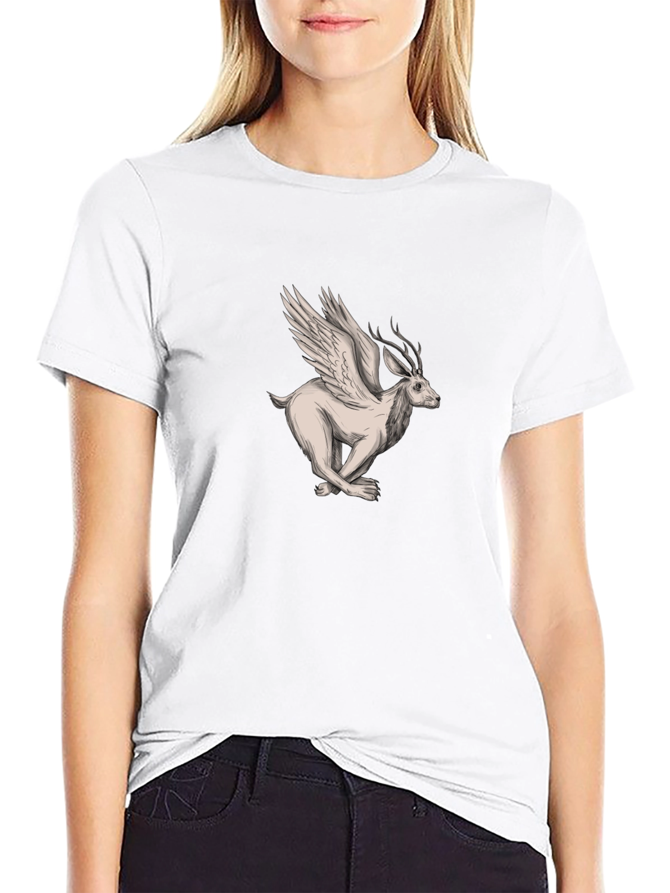 Winged Deer Graphic Tee - Mens Black T-Shirt