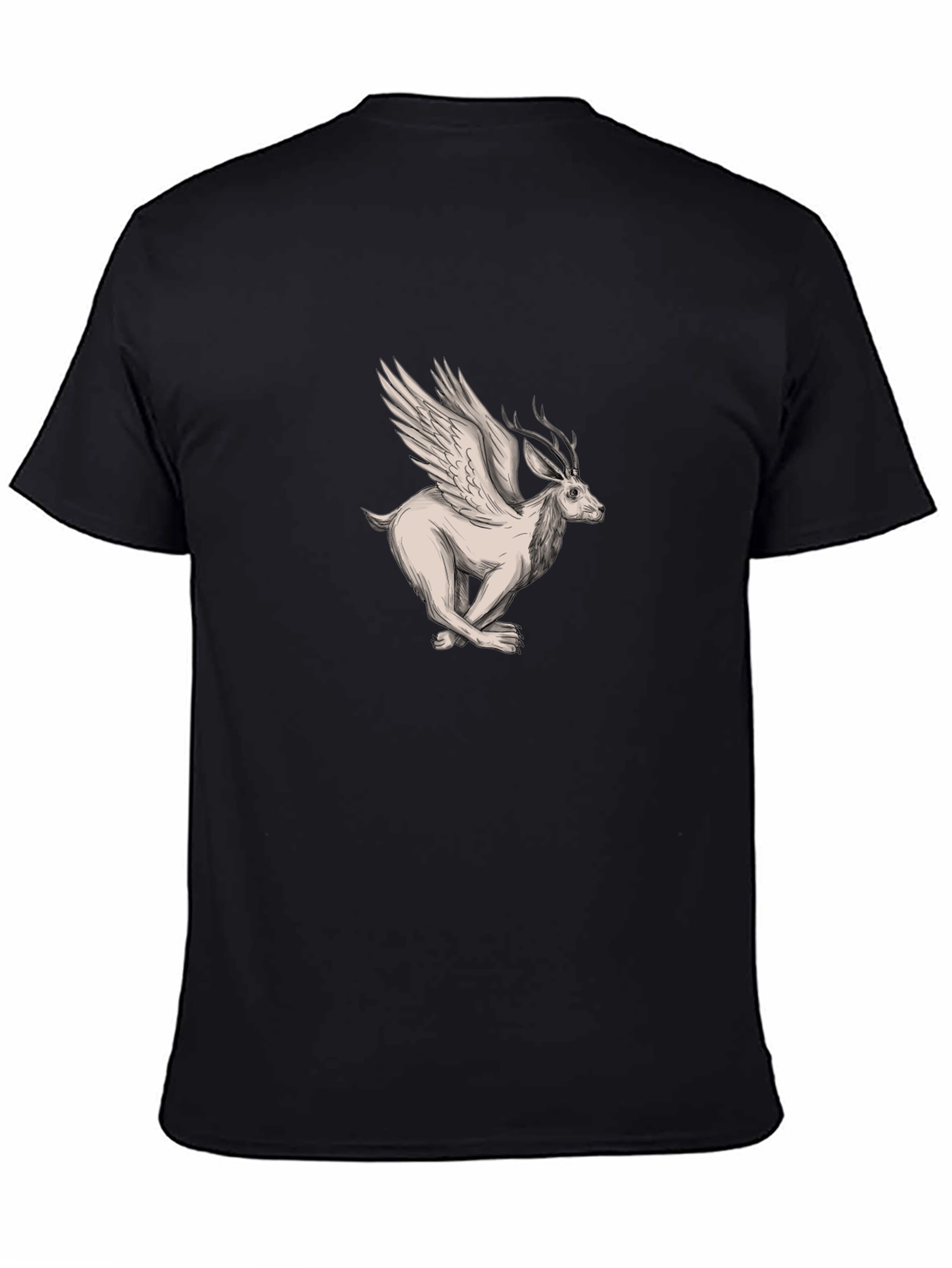 Winged Deer Graphic Tee - Mens Black T-Shirt