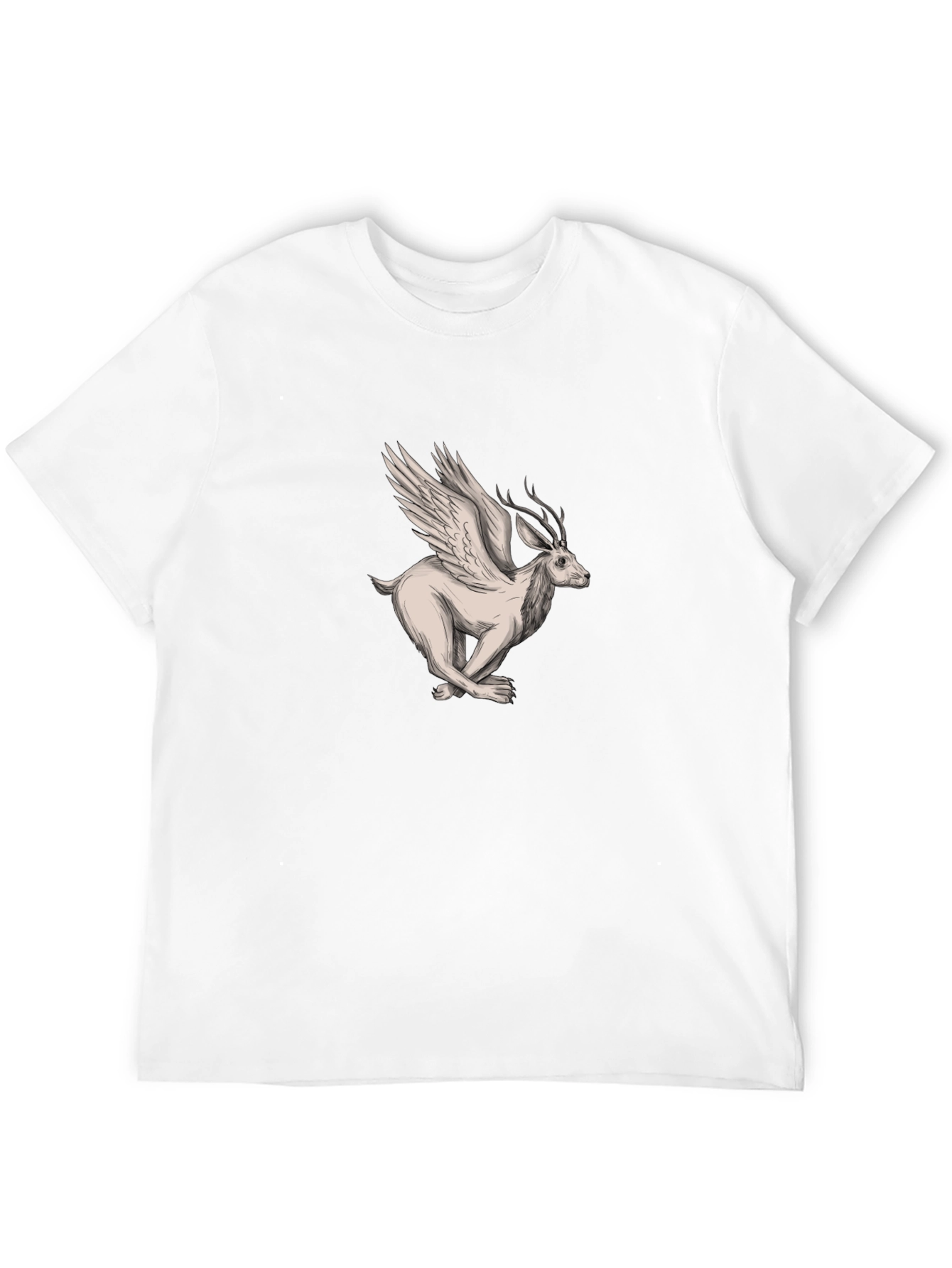 Winged Deer Graphic Tee - Mens Black T-Shirt