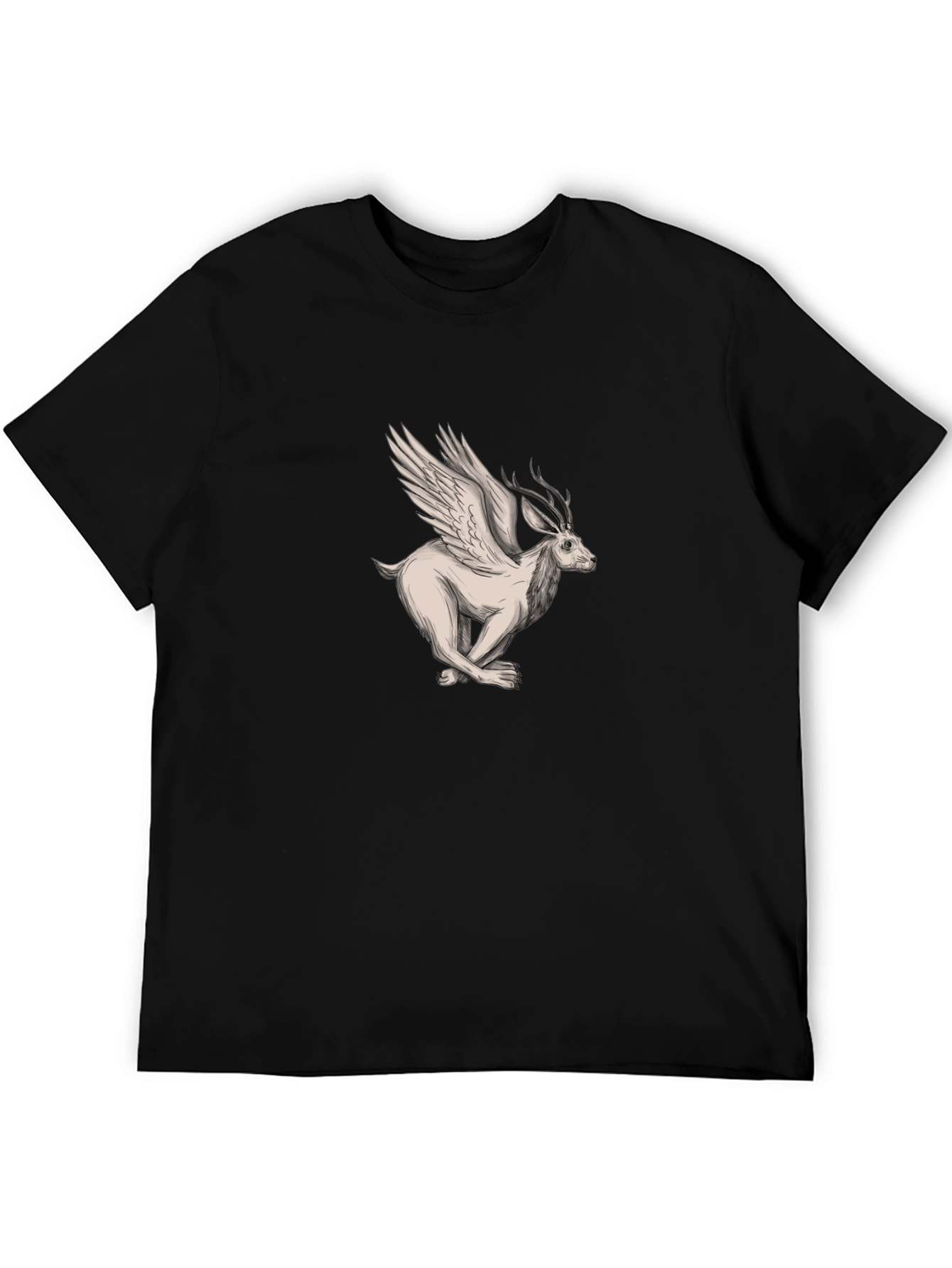 Winged Deer Graphic Tee - Mens Black T-Shirt