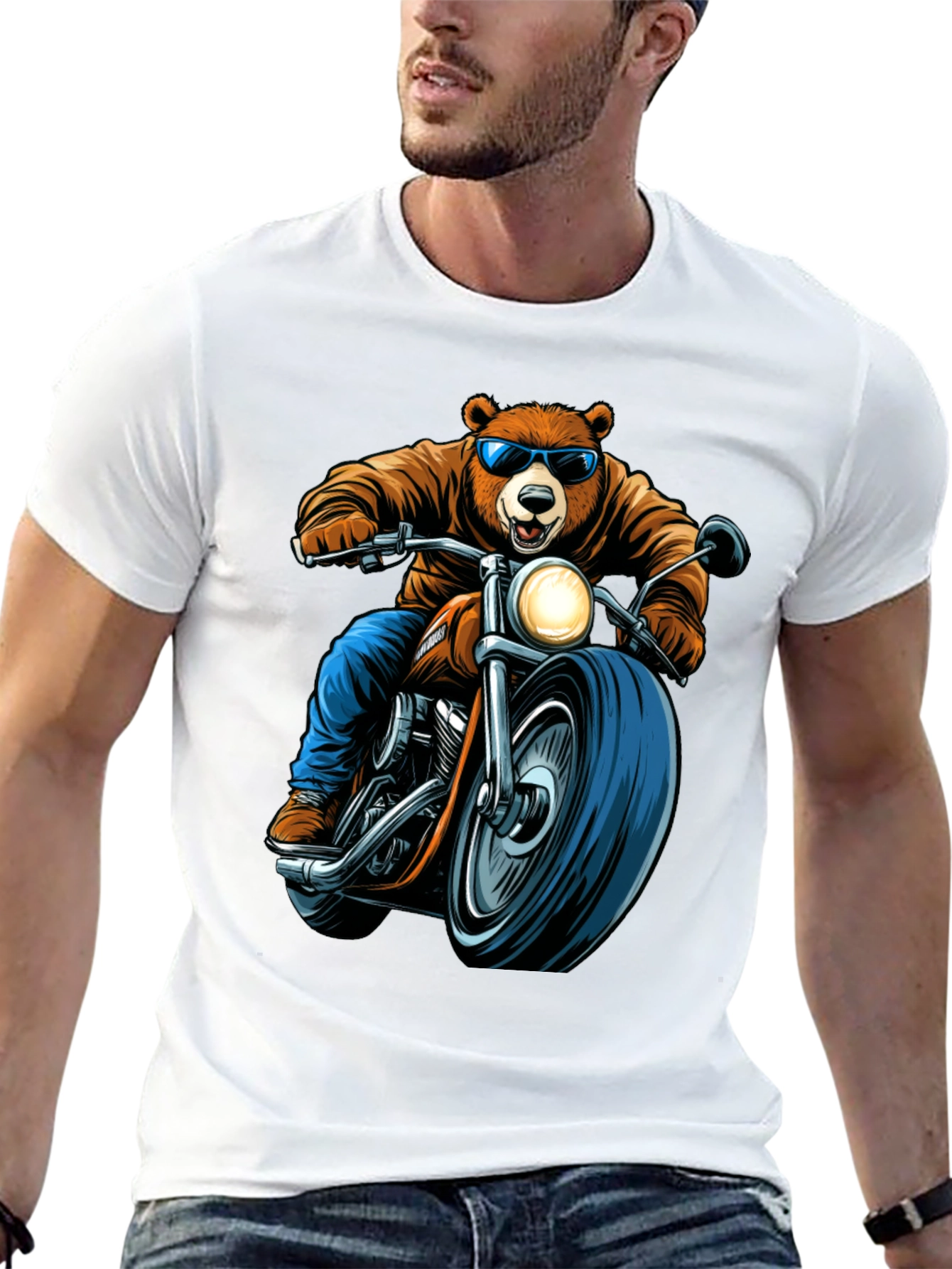 Bear Rider Graphic Tee - Cool Biker Bear T-Shirt