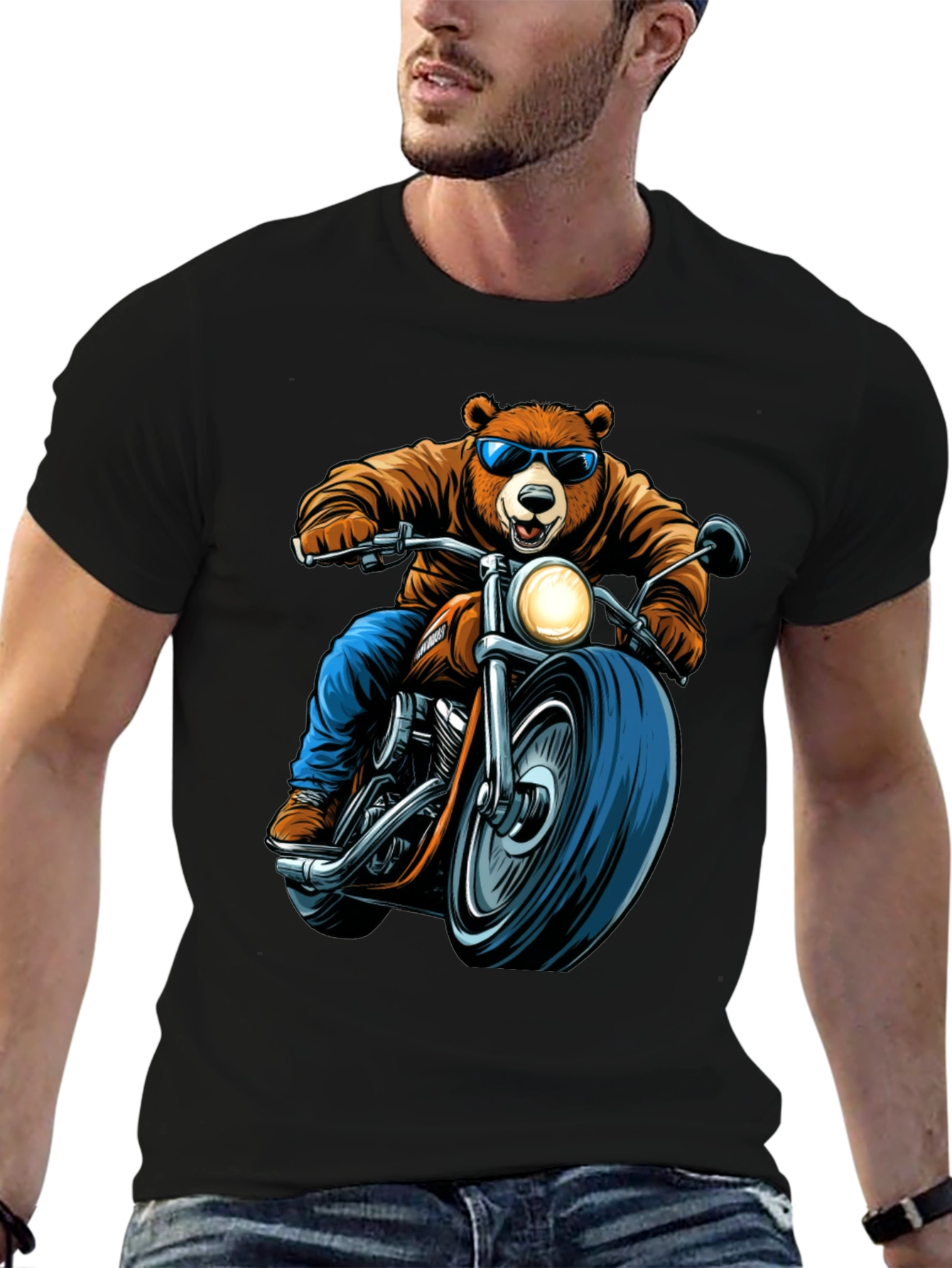 Bear Rider Graphic Tee - Cool Biker Bear T-Shirt