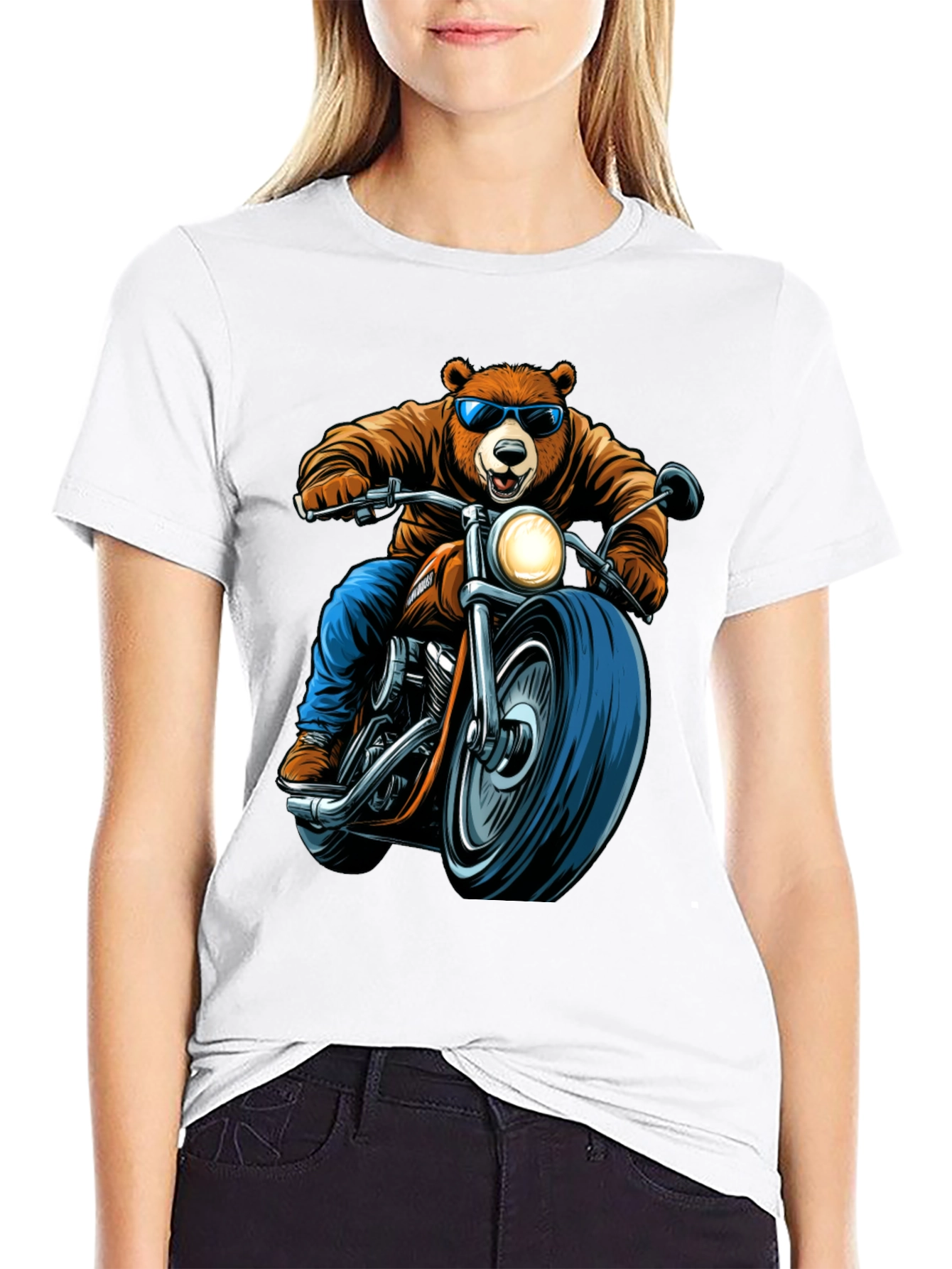 Bear Rider Graphic Tee - Cool Biker Bear T-Shirt