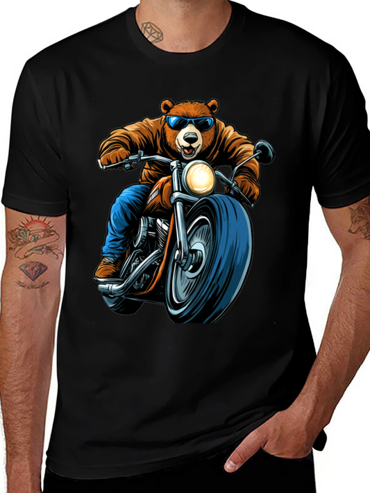 Bear Rider Graphic Tee - Cool Biker Bear T-Shirt