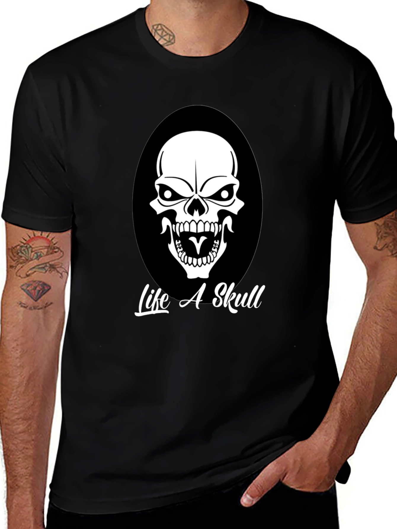 Life A Skull Black Graphic Tee for Men