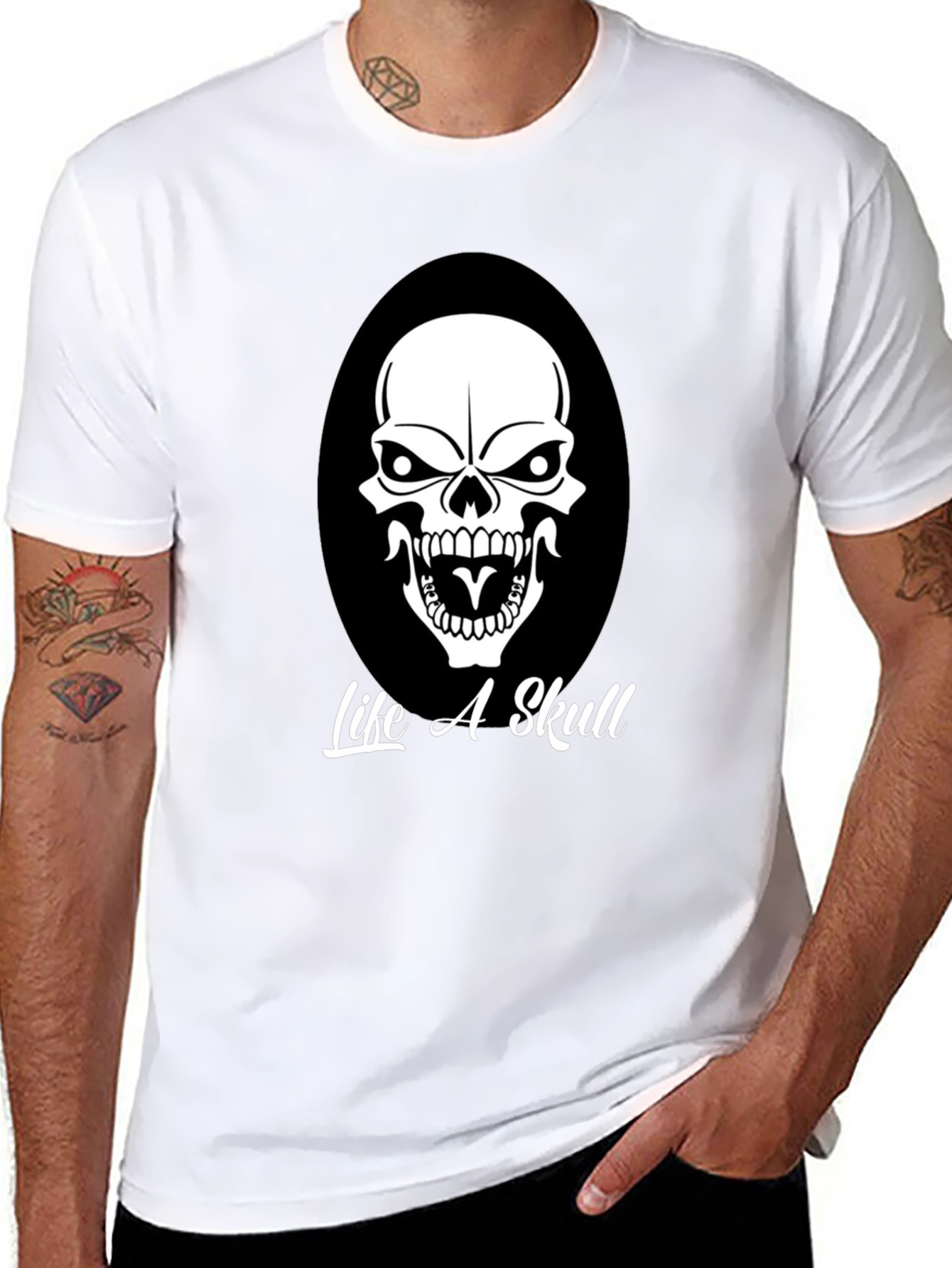 Life A Skull Black Graphic Tee for Men