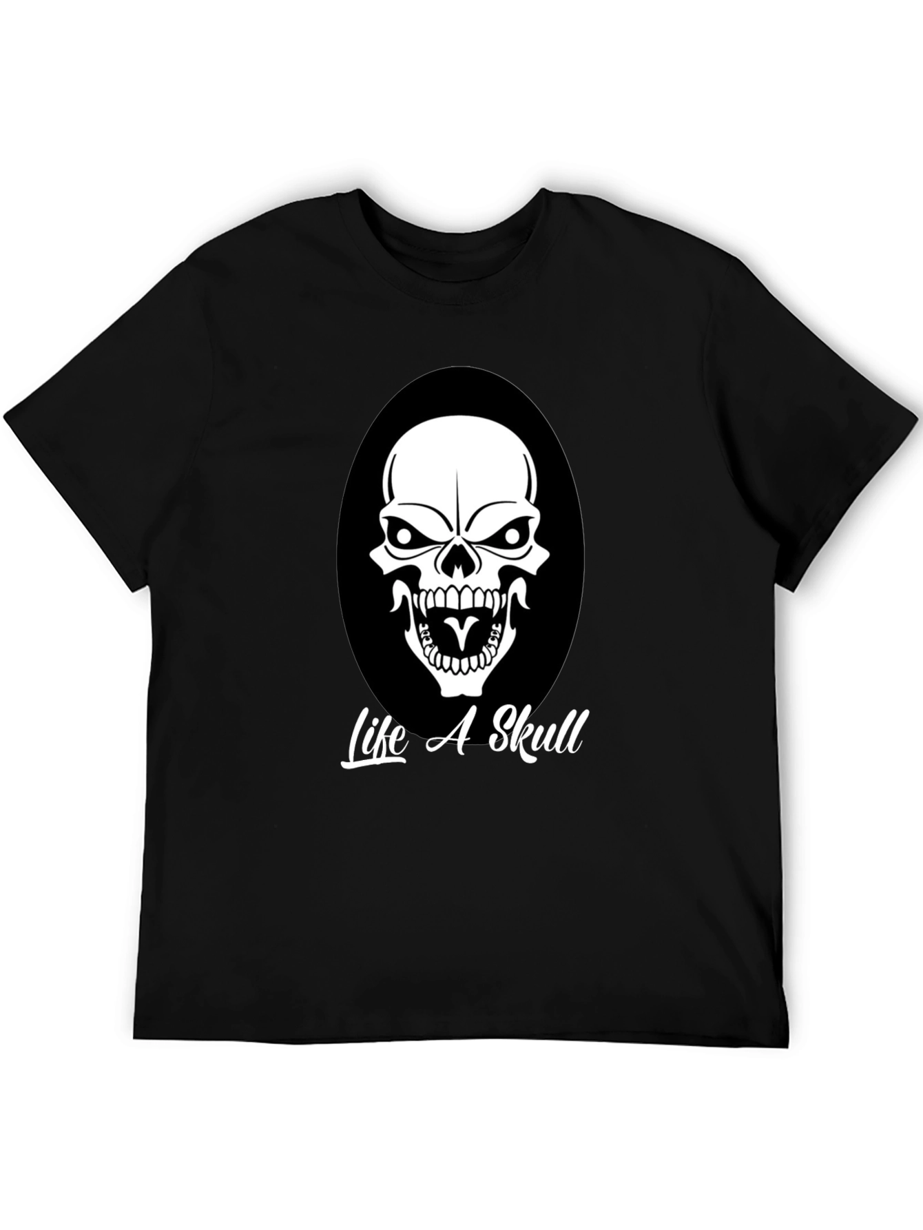Life A Skull Black Graphic Tee for Men
