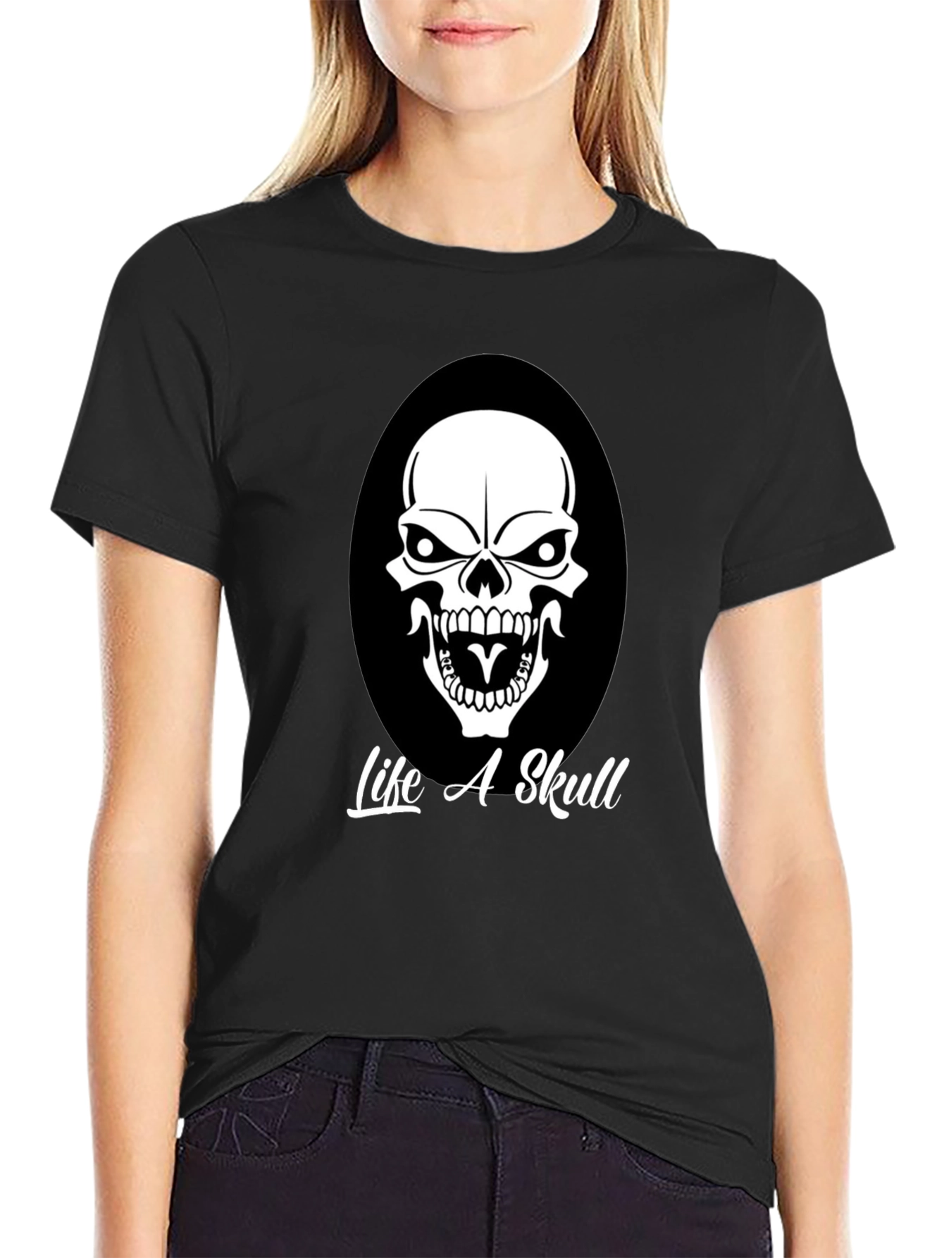 Life A Skull Black Graphic Tee for Men