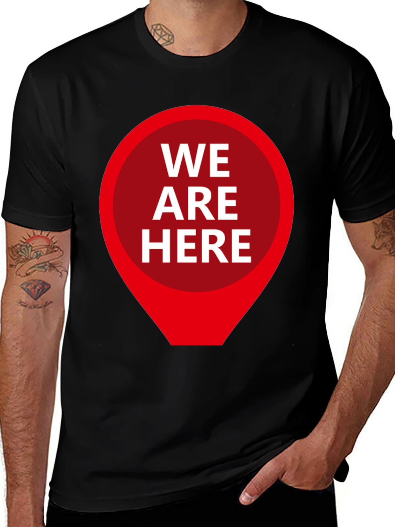 We Are Here Graphic Tee - Black