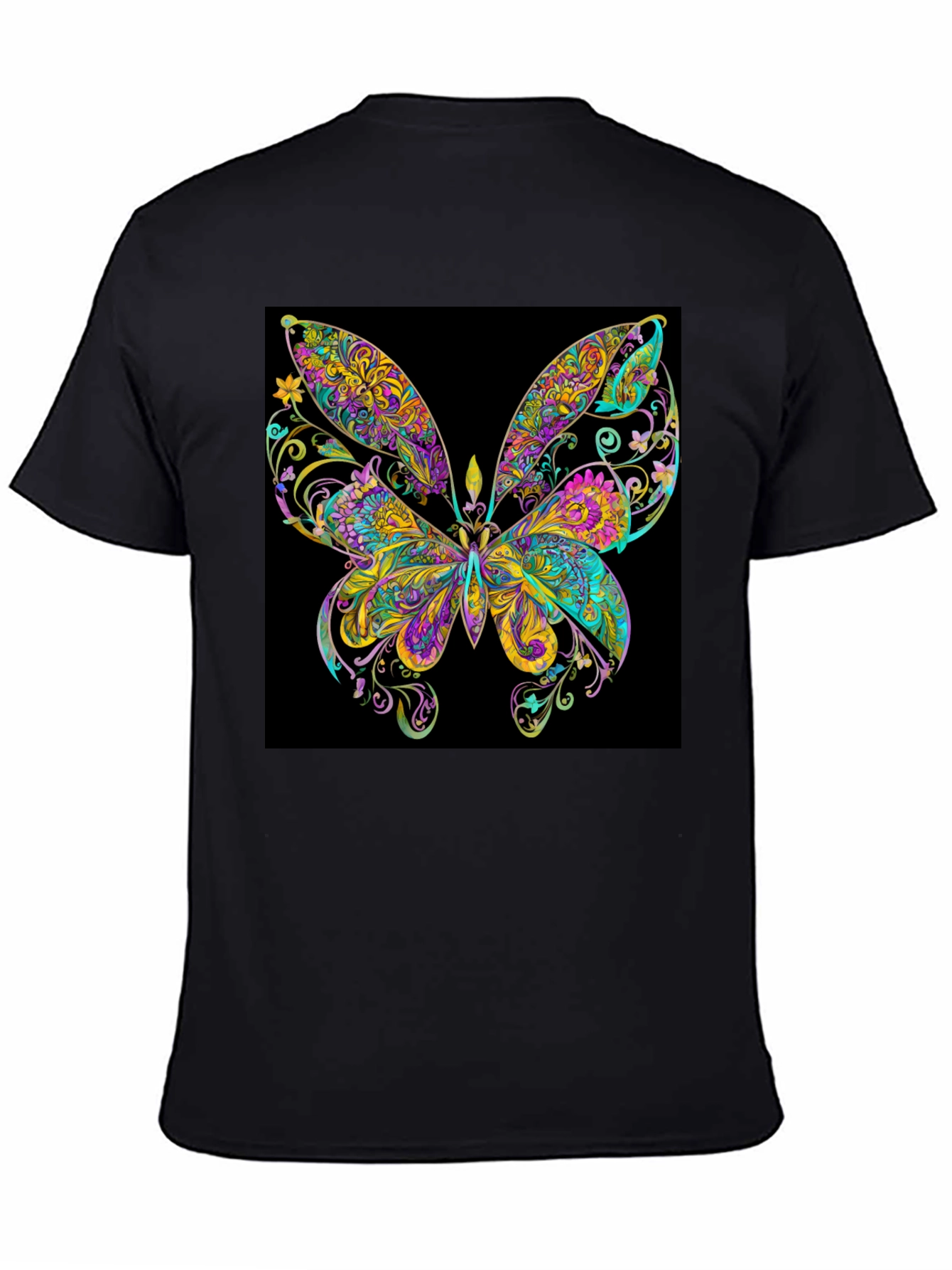 Psychedelic Butterfly Graphic Black T-Shirt