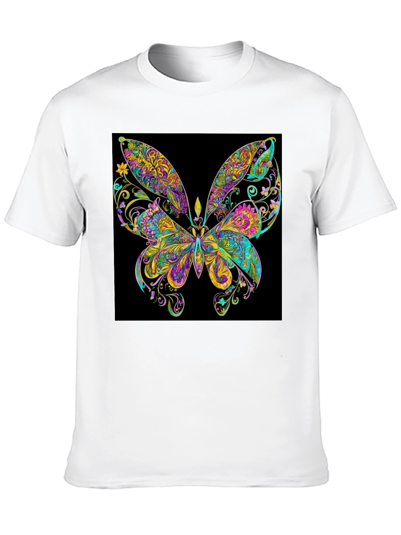 Psychedelic Butterfly Graphic Black T-Shirt
