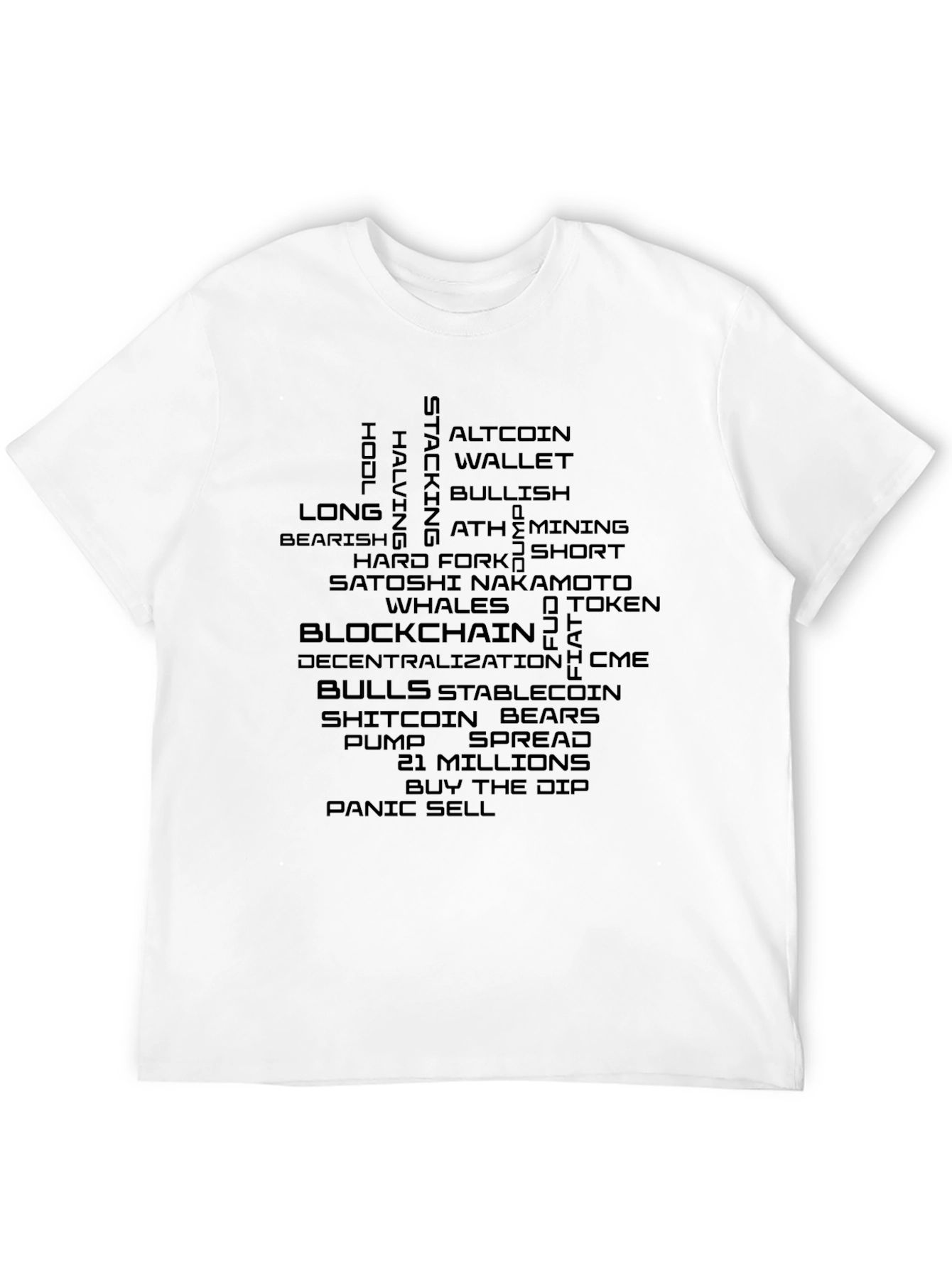 Crypto Word Art T-Shirt - Blockchain HODL
