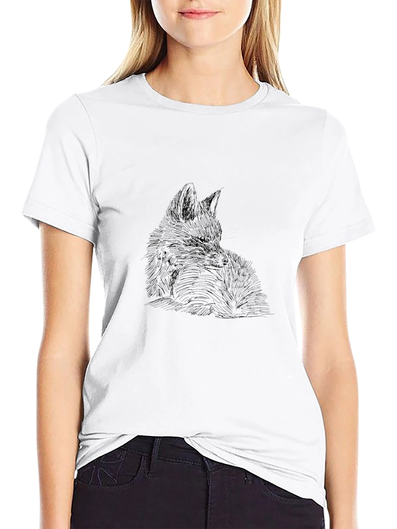 Black Fox Sketch Graphic T-Shirt