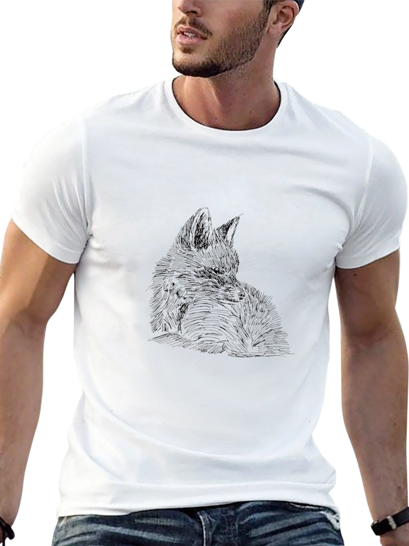 Black Fox Sketch Graphic T-Shirt