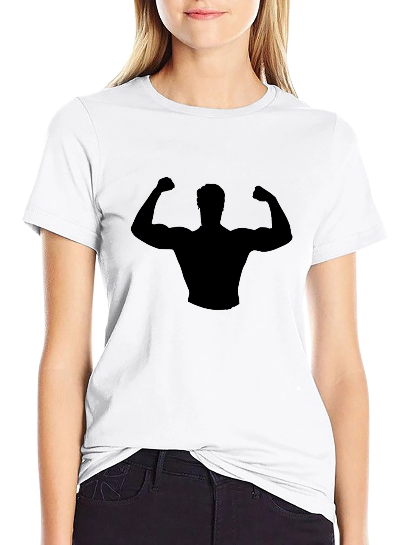 Black Muscle Man Silhouette Graphic T-Shirt