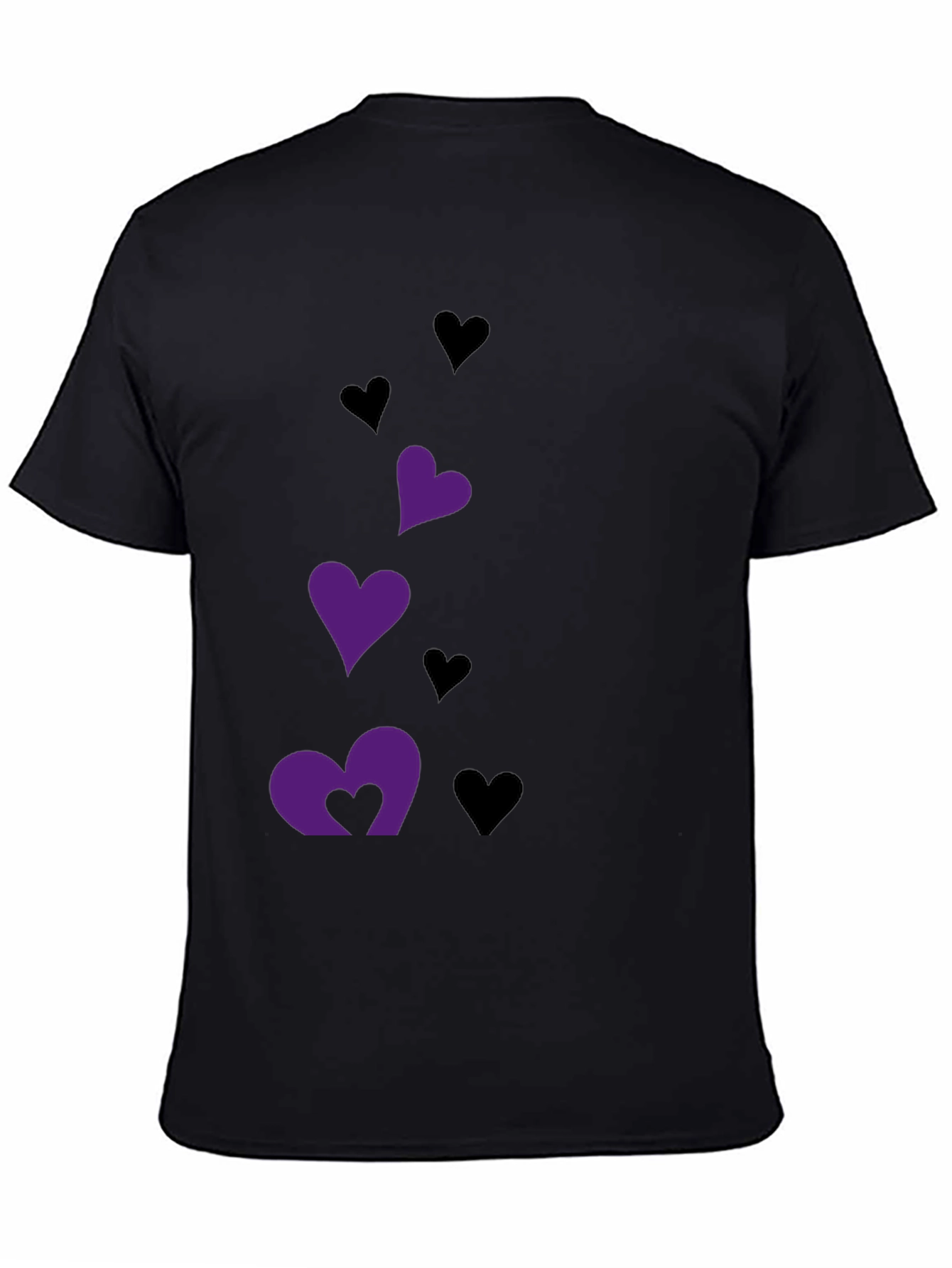 Black T-Shirt with Heart Graphics