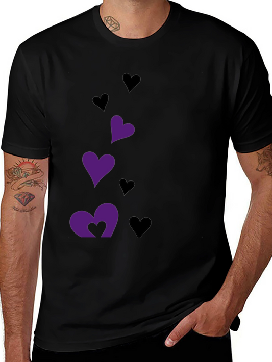 Black T-Shirt with Heart Graphics