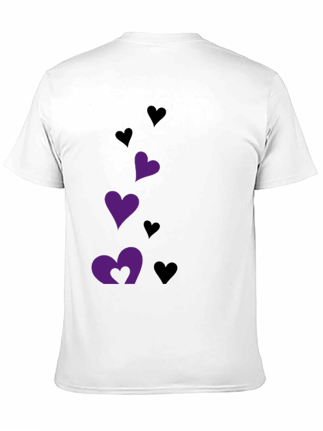Black T-Shirt with Heart Graphics