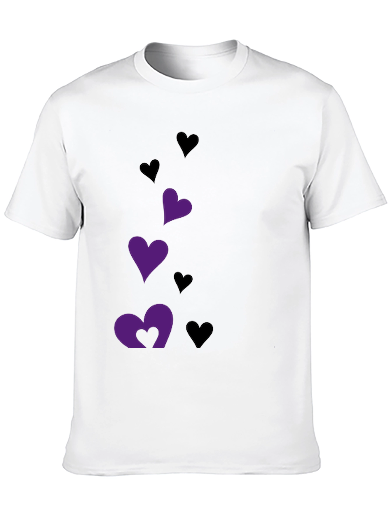 Black T-Shirt with Heart Graphics