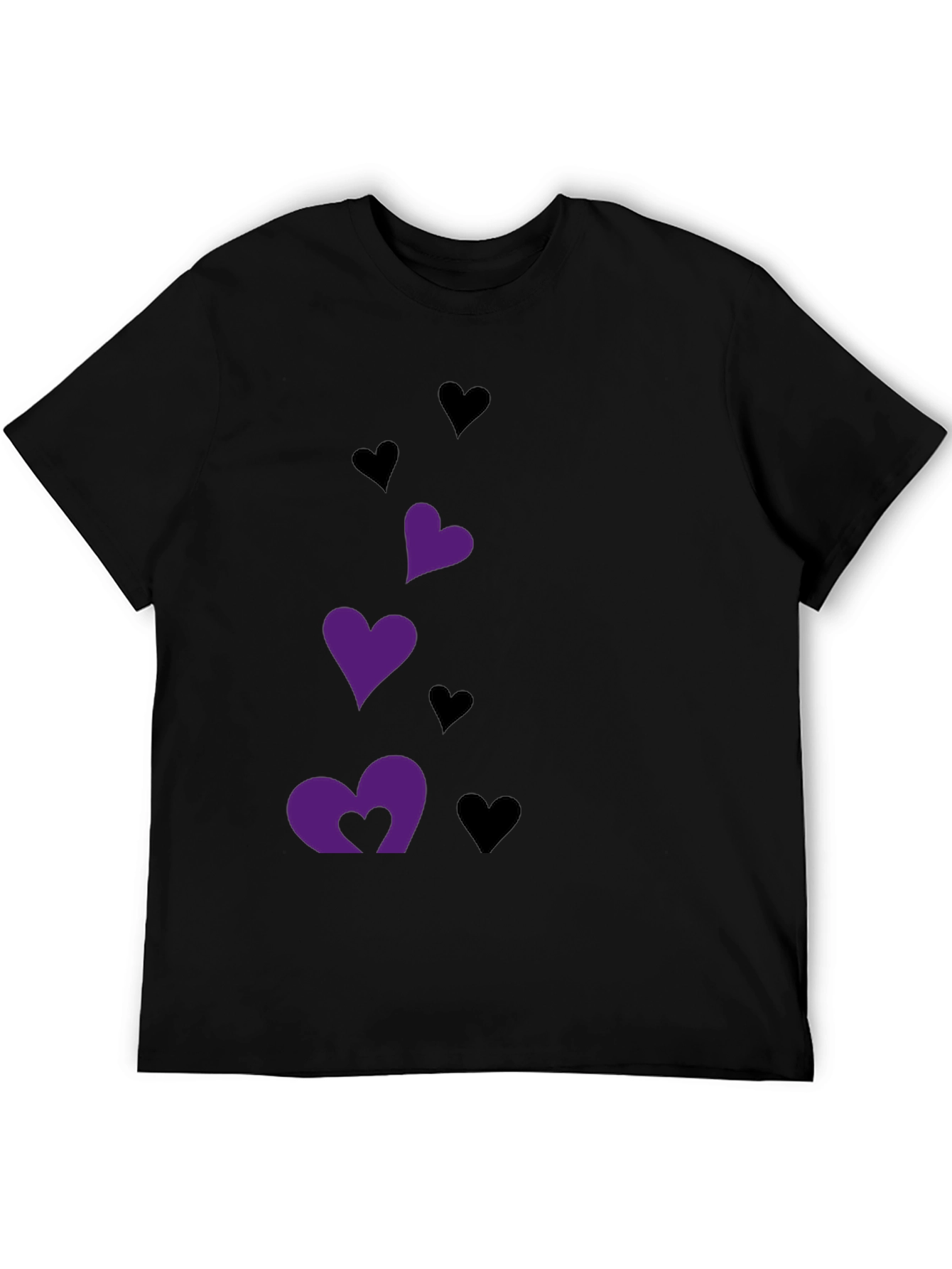 Black T-Shirt with Heart Graphics