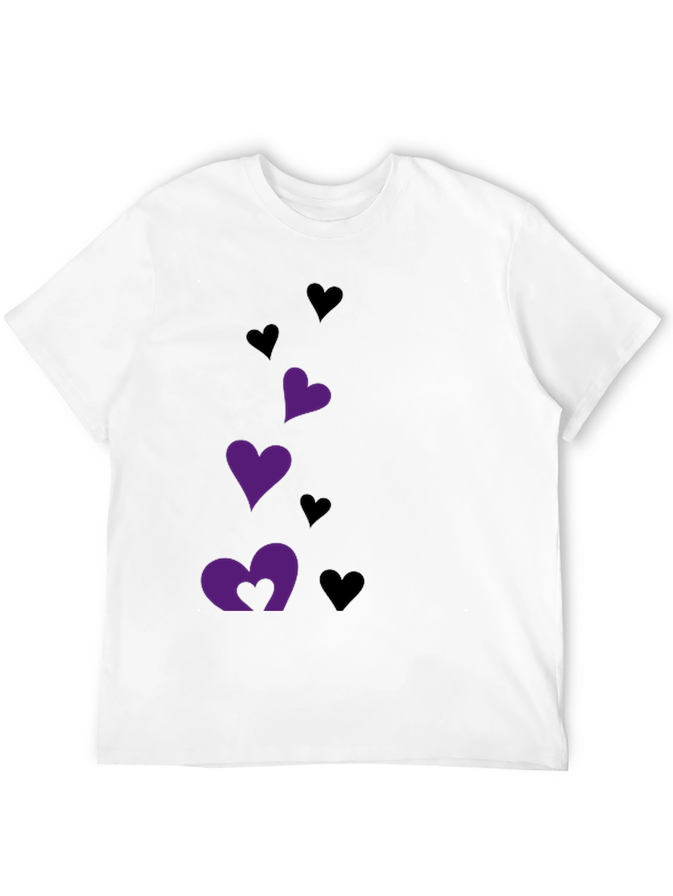 Black T-Shirt with Heart Graphics