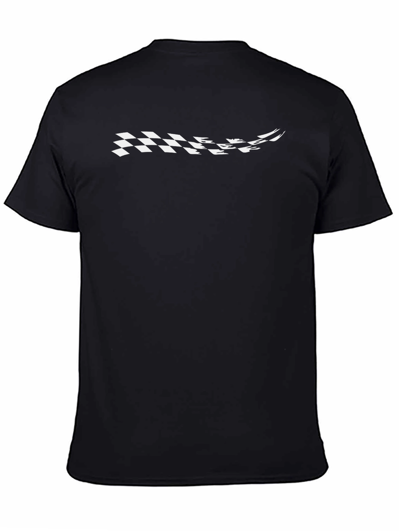 Checkered Flag Graphic Tee - Black Cotton T-Shirt