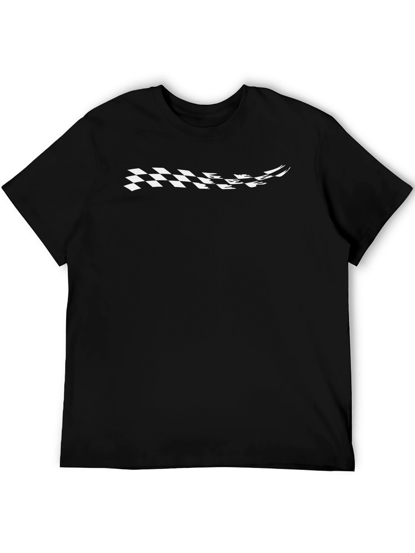 Checkered Flag Graphic Tee - Black Cotton T-Shirt